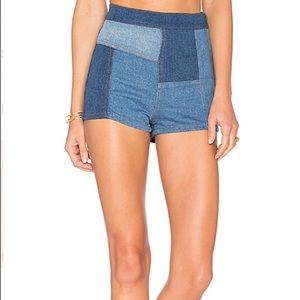 Free People Patchwork Denim Shorts